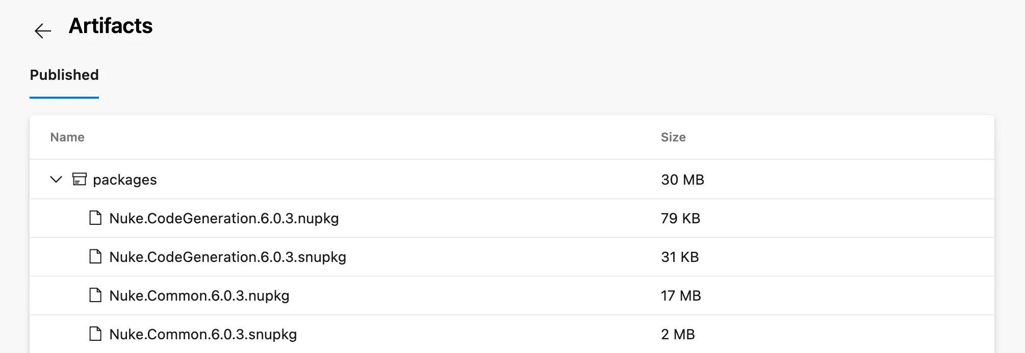 Azure Pipelines Artifacts Tab