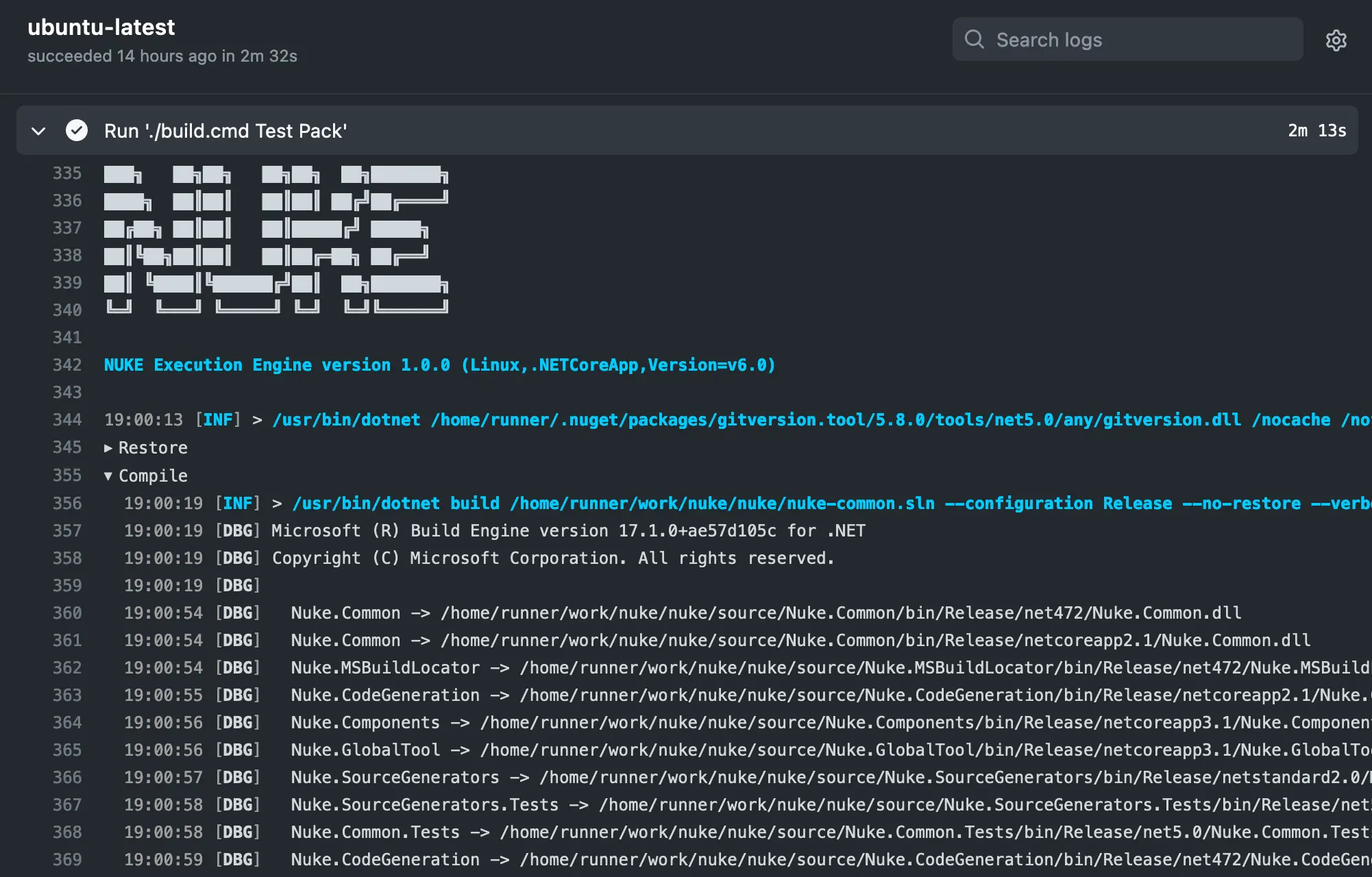 GitHub Actions Log Output