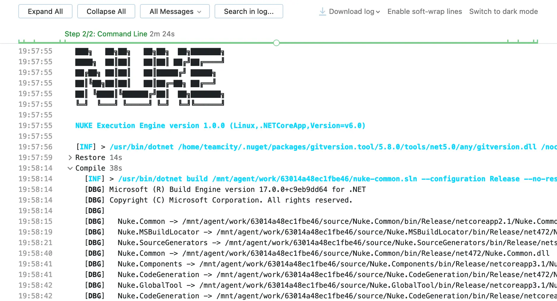 TeamCity Log Output